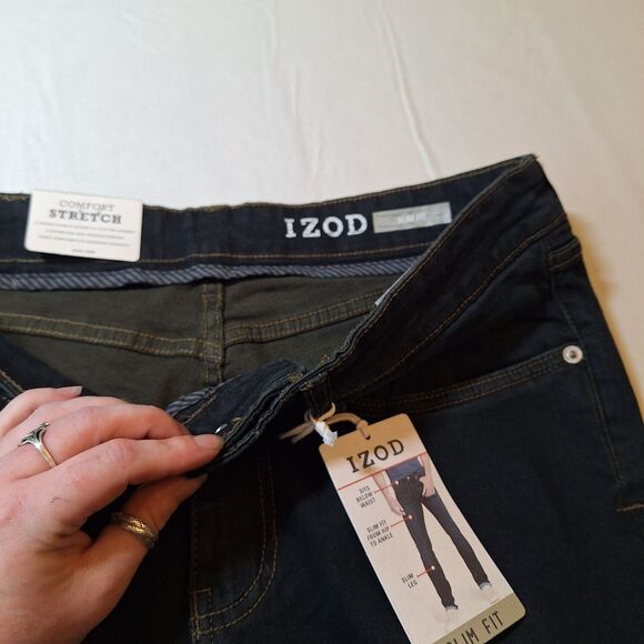 Izod Dark Wash Blue Denim Sport Flex Comfort Stretch Slim Fit Jeans Size 30x32 - Picture 3 of 11
